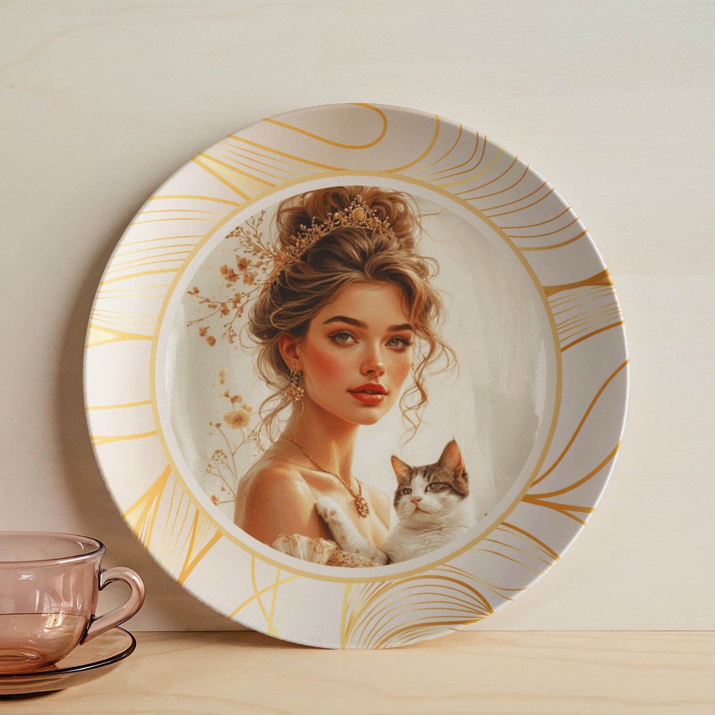 Plato Coleccionable de Hermosa Dama de los Gatos