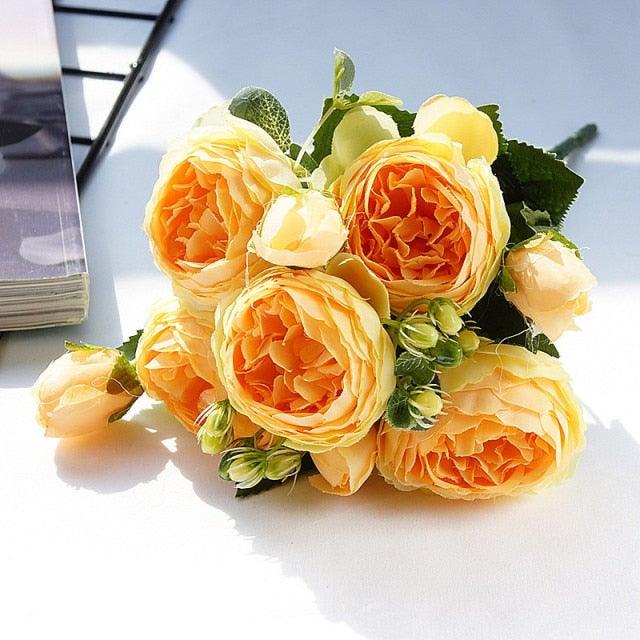 Lifelike Silk Rose & Peony Bouquet for Home & Wedding Decor - Korvel