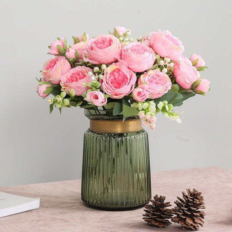 Lifelike Silk Rose & Peony Bouquet for Home & Wedding Decor - Korvel
