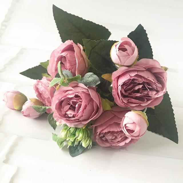 Lifelike Silk Rose & Peony Bouquet for Home & Wedding Decor - Korvel