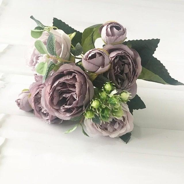 Lifelike Silk Rose & Peony Bouquet for Home & Wedding Decor - Korvel