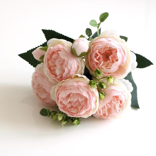 Lifelike Silk Rose & Peony Bouquet for Home & Wedding Decor - Korvel