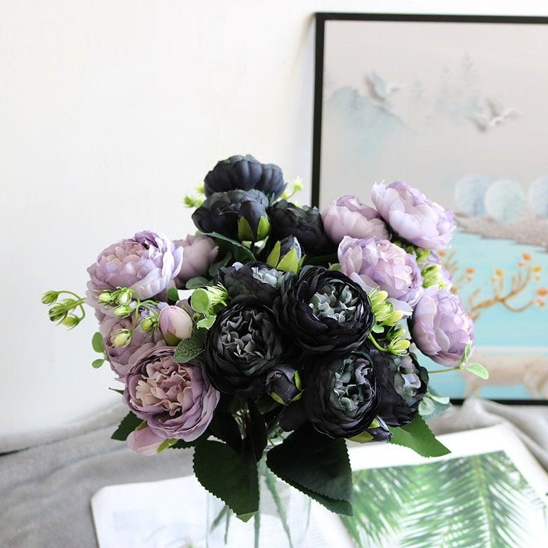 Lifelike Silk Rose & Peony Bouquet for Home & Wedding Decor - Korvel