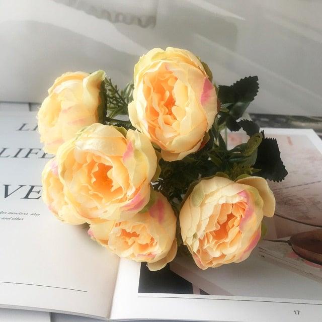 Lifelike Silk Rose & Peony Bouquet for Home & Wedding Decor - Korvel