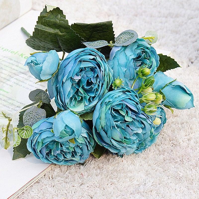 Lifelike Silk Rose & Peony Bouquet for Home & Wedding Decor - Korvel
