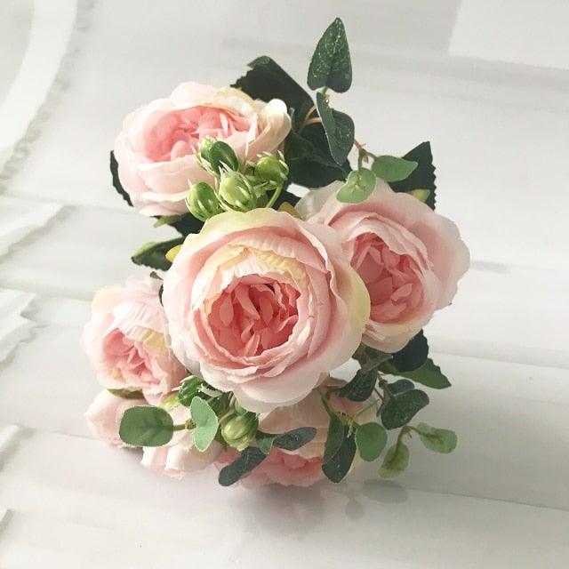 Lifelike Silk Rose & Peony Bouquet for Home & Wedding Decor - Korvel