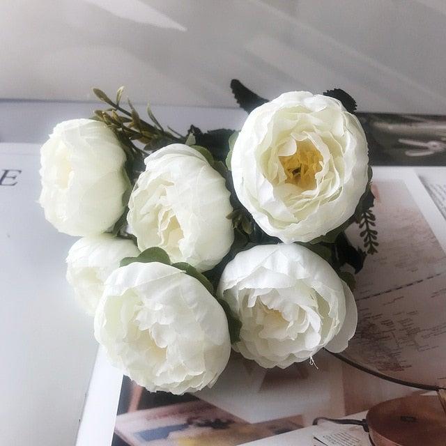 Lifelike Silk Rose & Peony Bouquet for Home & Wedding Decor - Korvel