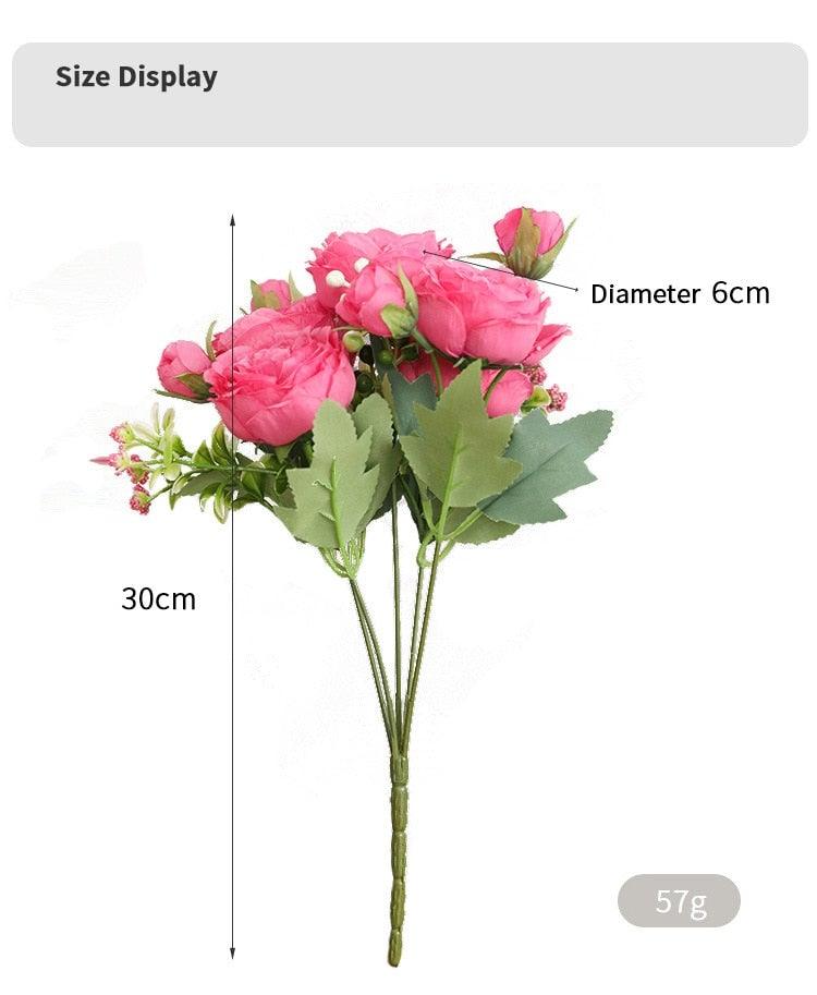 Lifelike Silk Rose & Peony Bouquet for Home & Wedding Decor - Korvel