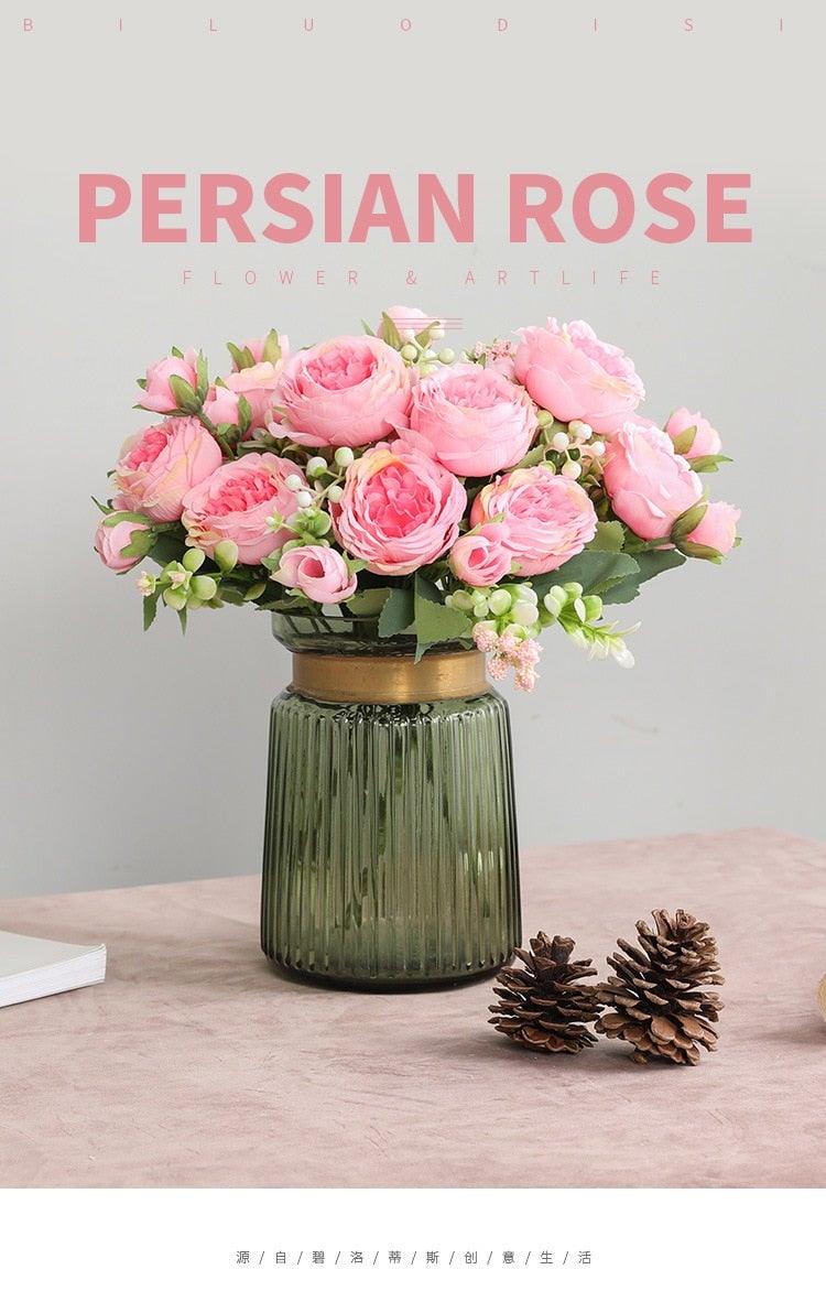 Lifelike Silk Rose & Peony Bouquet for Home & Wedding Decor - Korvel
