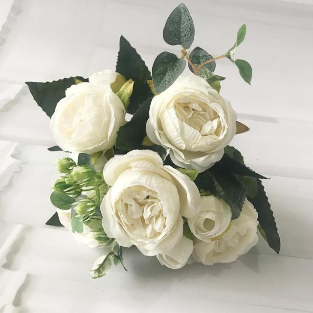 Lifelike Silk Rose & Peony Bouquet for Home & Wedding Decor - Korvel