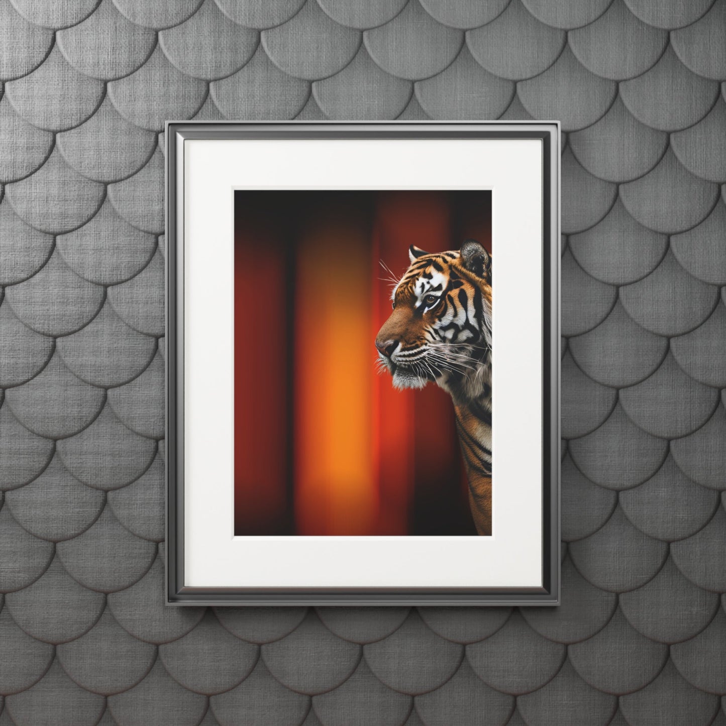 Impresión de Arte Fine Art de Tigre Hermoso con Marco Passepartout