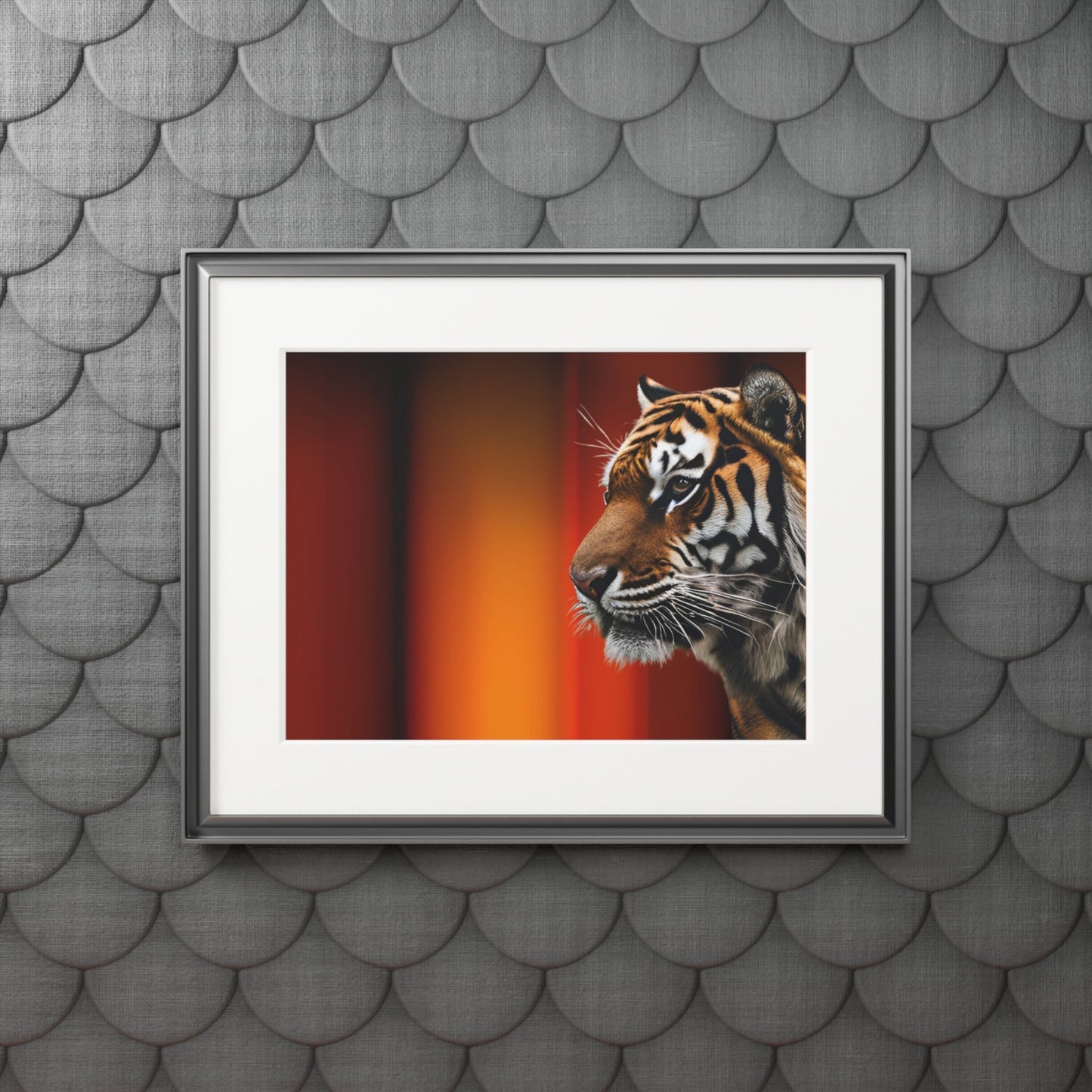 Impresión de Arte Fine Art de Tigre Hermoso con Marco Passepartout
