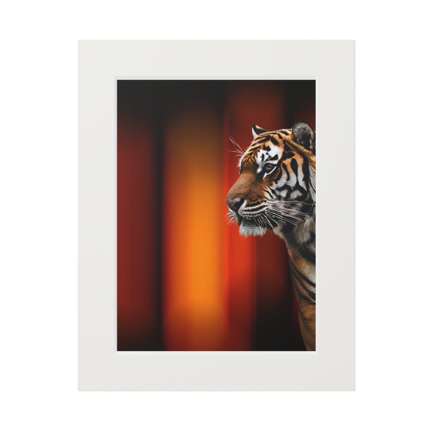 Impresión de Arte Fine Art de Tigre Hermoso con Marco Passepartout