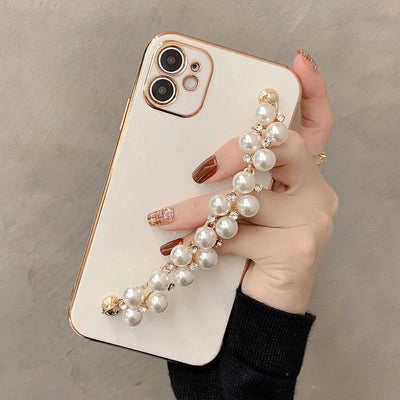Elegant Pearl Chain Phone Case for iPhone Models