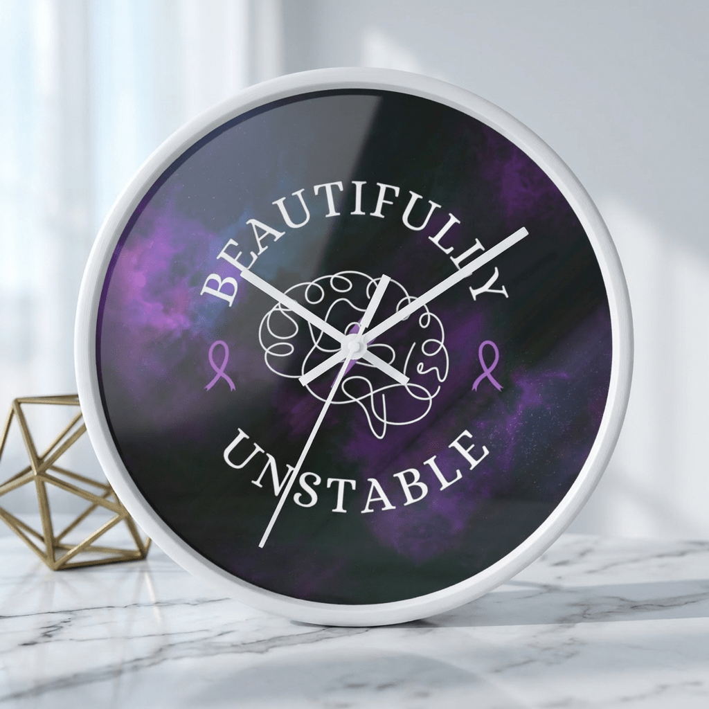 Beautifully Unstable Purple Ribbon Brain Silent Wall Clock - 10"