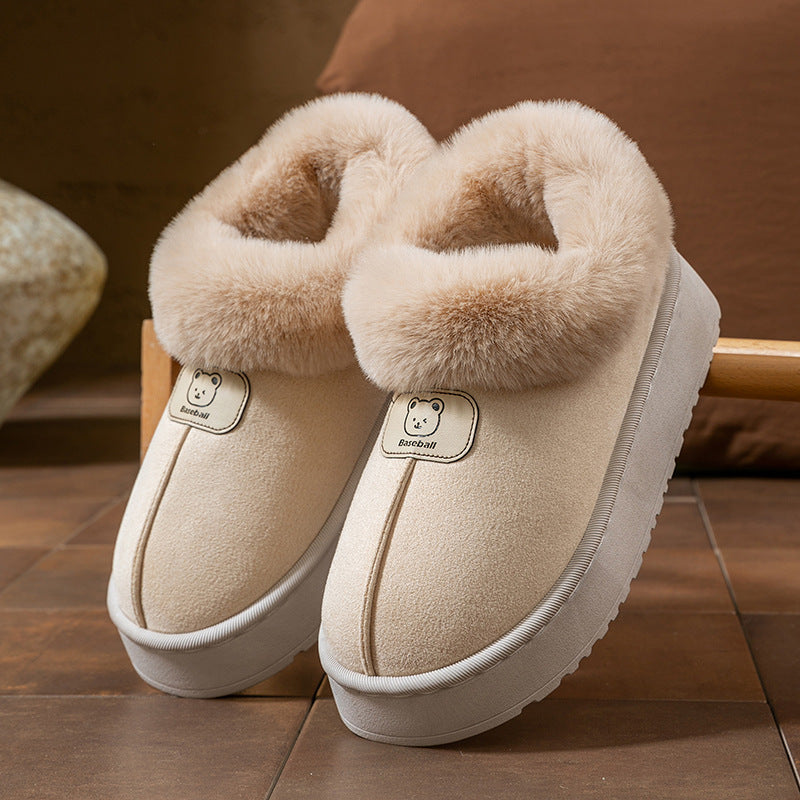 Chaussons en coton à enroulement pour femmes - Bottes de neige épaisses et à la mode