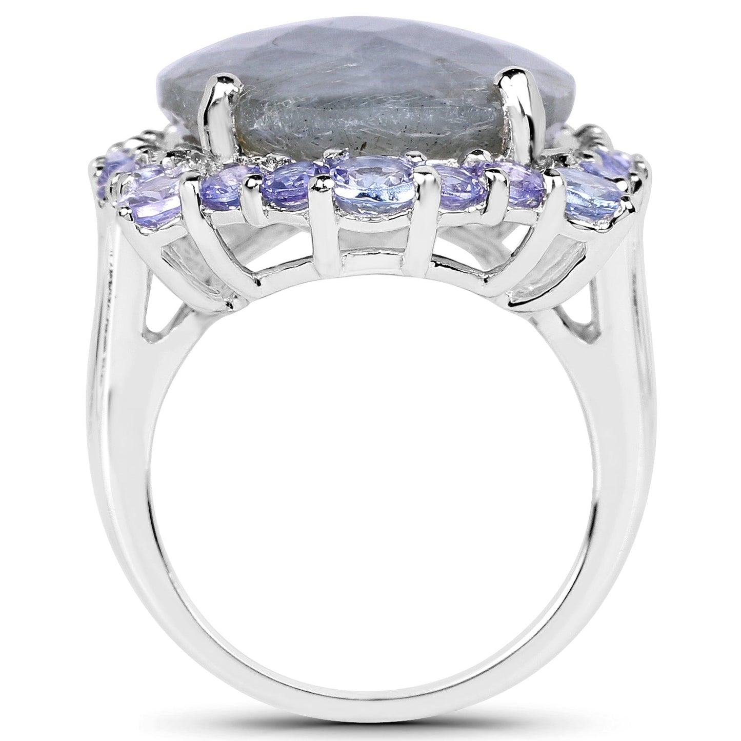 Bague en argent sterling de 13,99 carats en labradorite et tanzanite