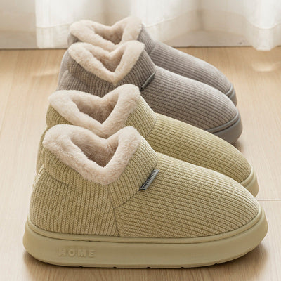 Plush Ankle Wrap Cotton Slippers for Women