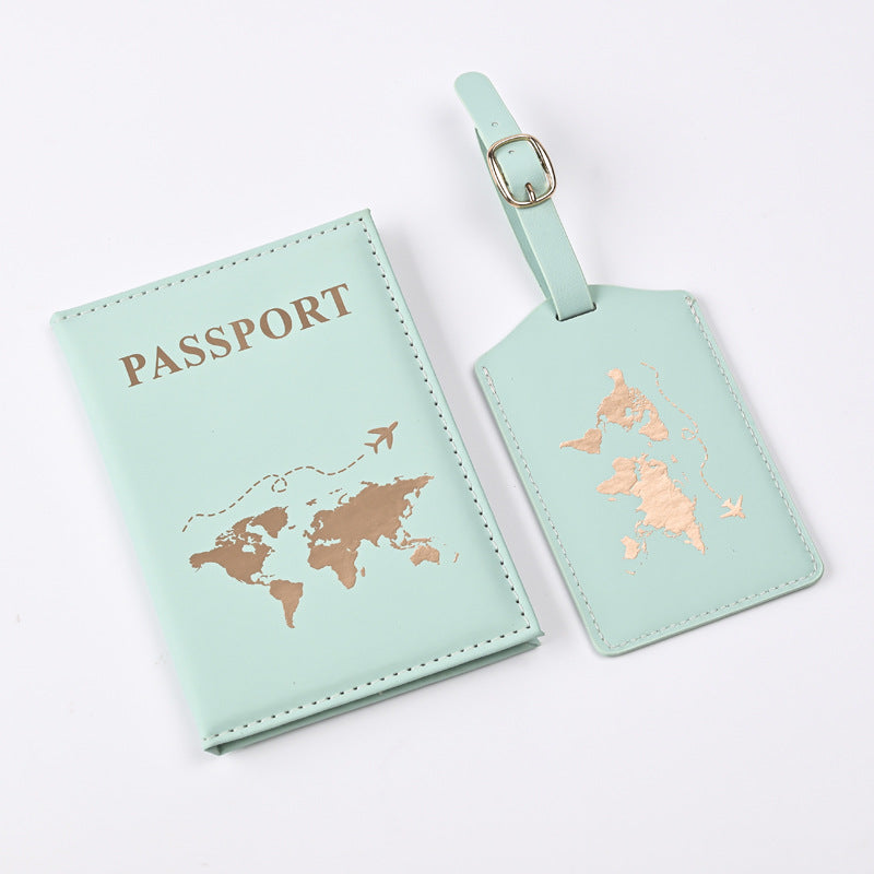 Cubierta de Pasaporte Elegante de PU con Dorado de Mapa