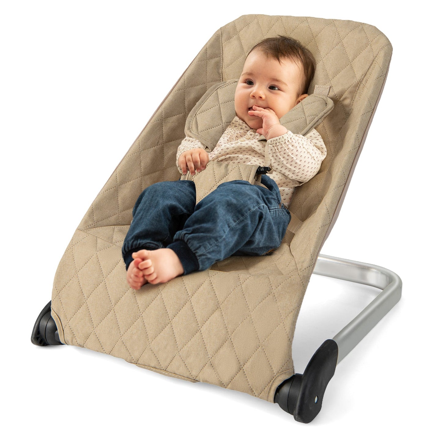 Asiento de rebote para bebés premium con marco de aluminio - Beige