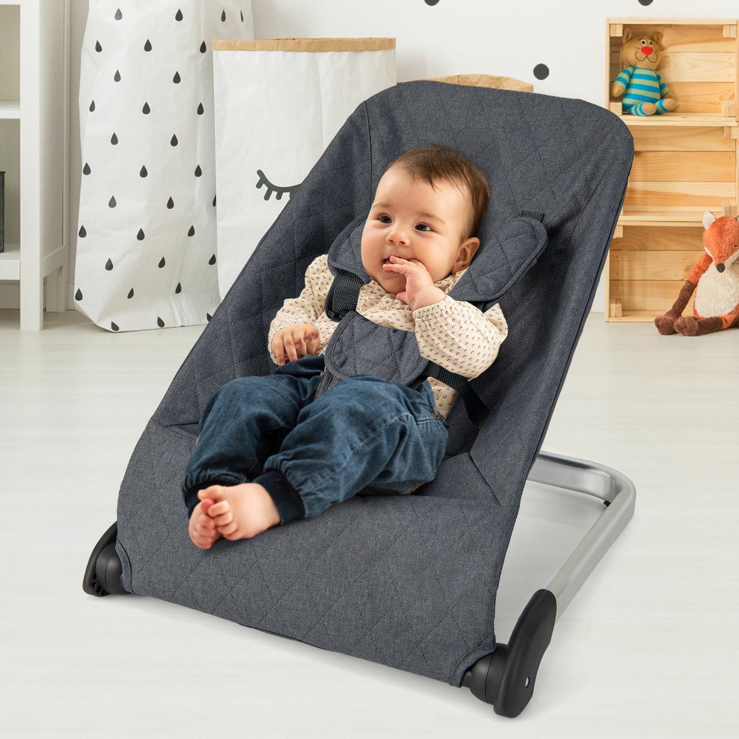 Asiento de rebote para bebés Gbruno - Estructura de aluminio gris
