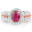 14K Rose Gold Plated Ruby and White Topaz Cocktail Ring