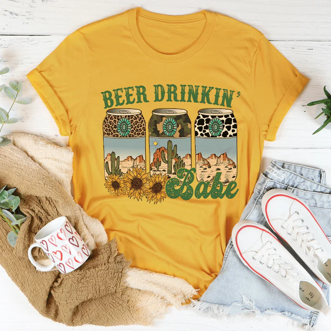 Camiseta de chica bebiendo cerveza