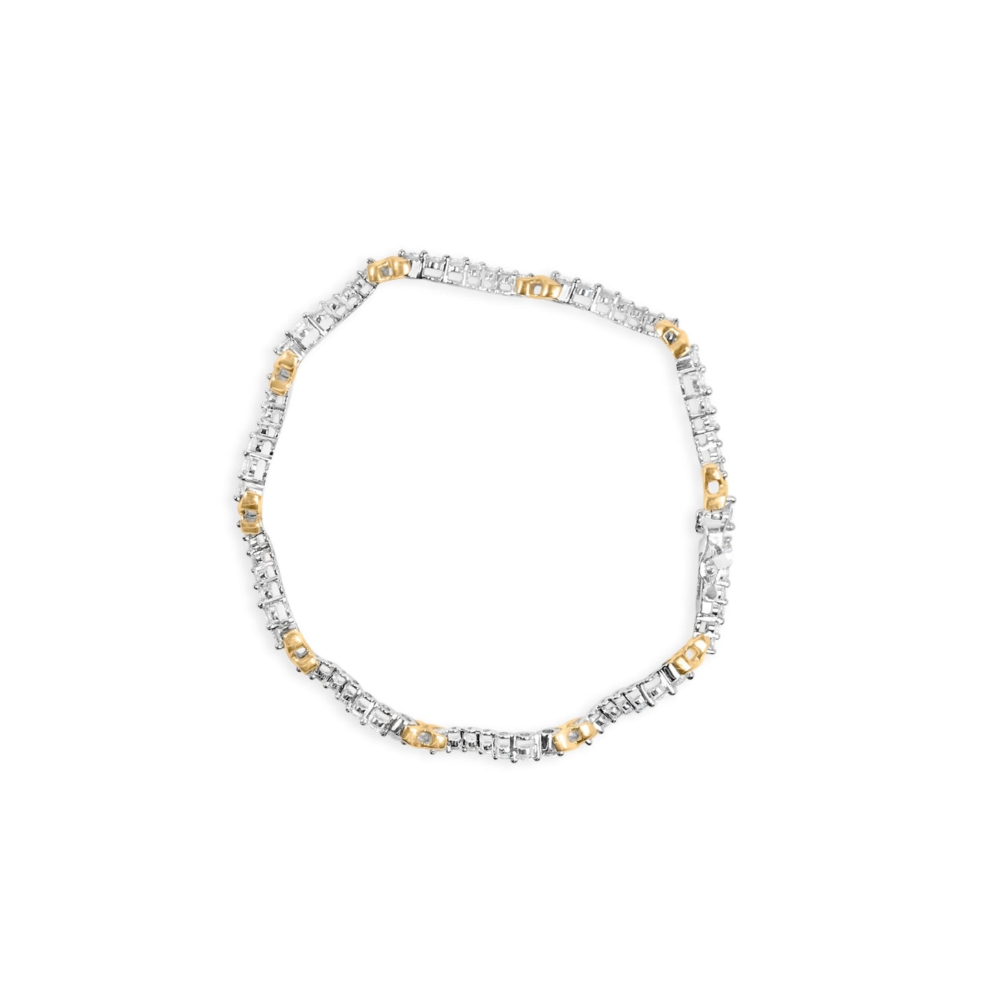 Pulsera de Enlace de Onda y "X" de Diamante de Dos Tonos de 10K - 2.00 Cttw