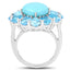 Anillo de Turquesa Genuina de 9.50 Quilates y Topacio Azul Suizo