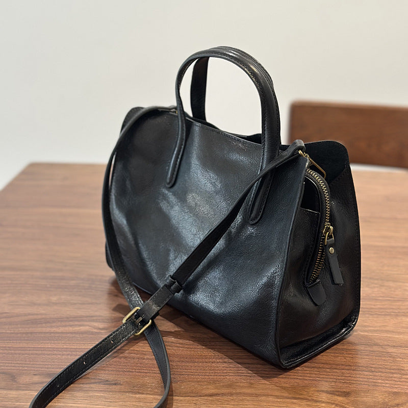 Premium Women's Casual All-Match Tote Bag in Full-Grain Cowhide Leather