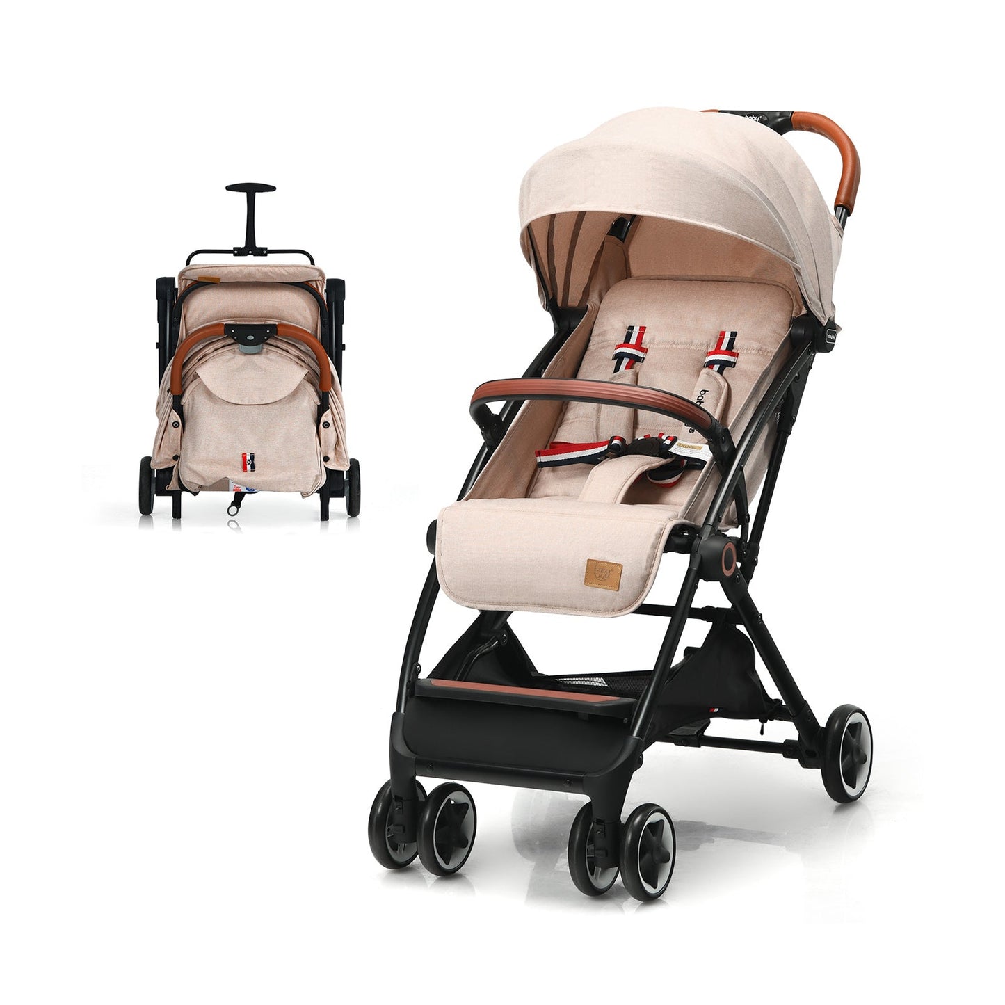 Gbruno Lightweight Aluminium Frame Baby Stroller - Net-Beige