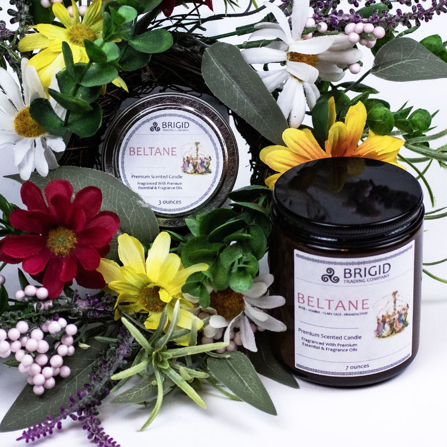 Beltane Celebration Soy Candle - Enchanting Rose, Jasmine, Clary Sage & Frankincense - Korvel