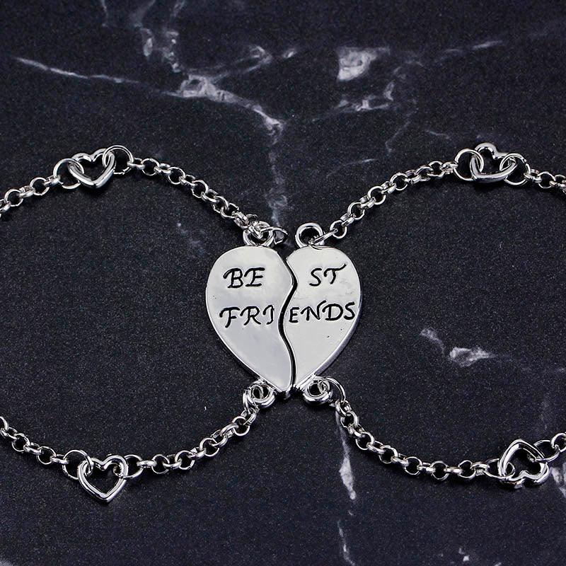 Ensemble de Bracelets Meilleures Amies en Forme de Cœur en Argent Sterling