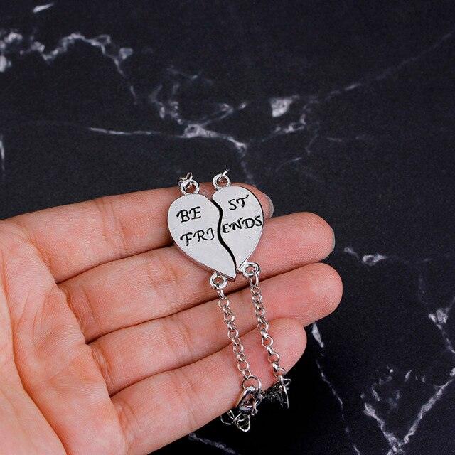 Ensemble de Bracelets Meilleures Amies en Forme de Cœur en Argent Sterling