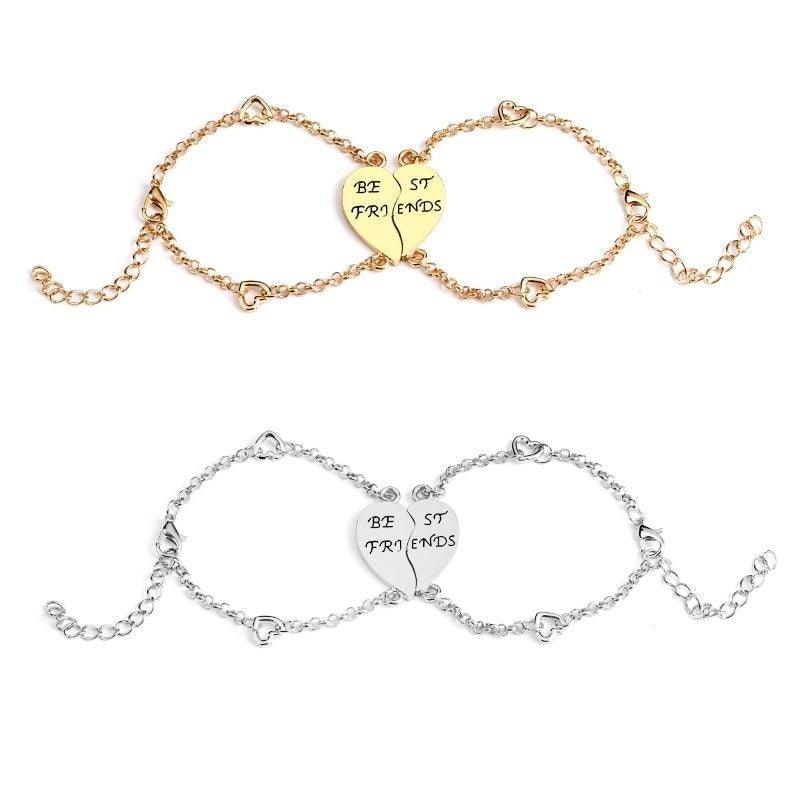 Ensemble de Bracelets Meilleures Amies en Forme de Cœur en Argent Sterling