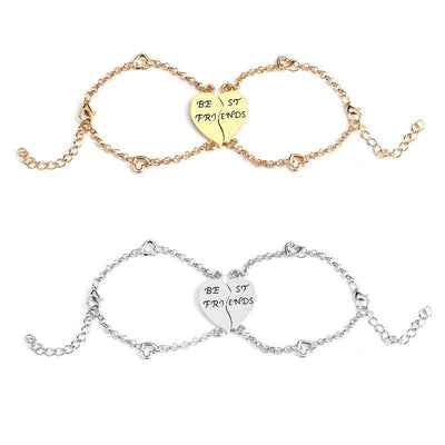Heart Shape Best Friends Bracelets Set in Sterling Silver