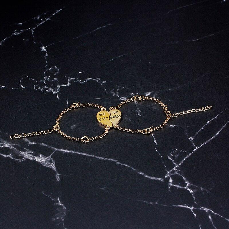 Ensemble de Bracelets Meilleures Amies en Forme de Cœur en Argent Sterling