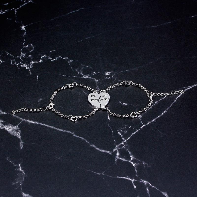 Ensemble de Bracelets Meilleures Amies en Forme de Cœur en Argent Sterling