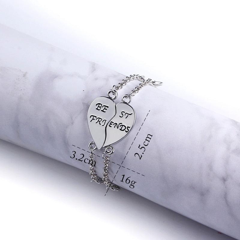 Ensemble de Bracelets Meilleures Amies en Forme de Cœur en Argent Sterling