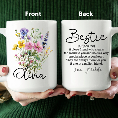 Definición de Mejor Amiga Taza Floral Personalizada de Amistad