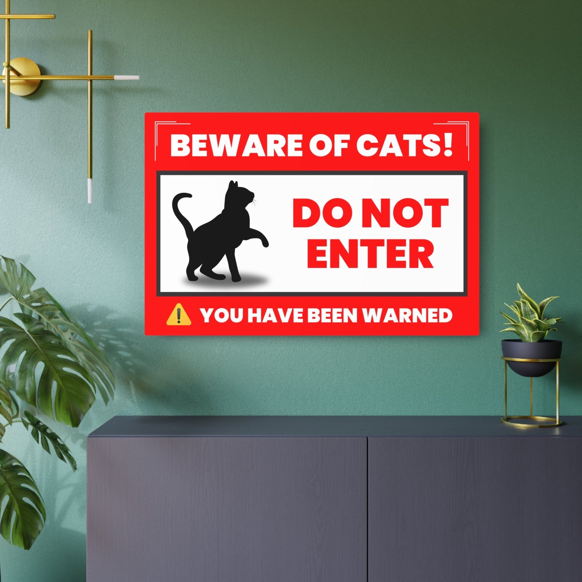 Playful 'Beware of Cats' Metal Sign – Whimsical Décor for Cat Enthusiasts - Korvel