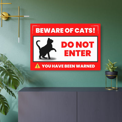 Playful 'Beware of Cats' Metal Sign – Whimsical Décor for Cat Enthusiasts - Korvel