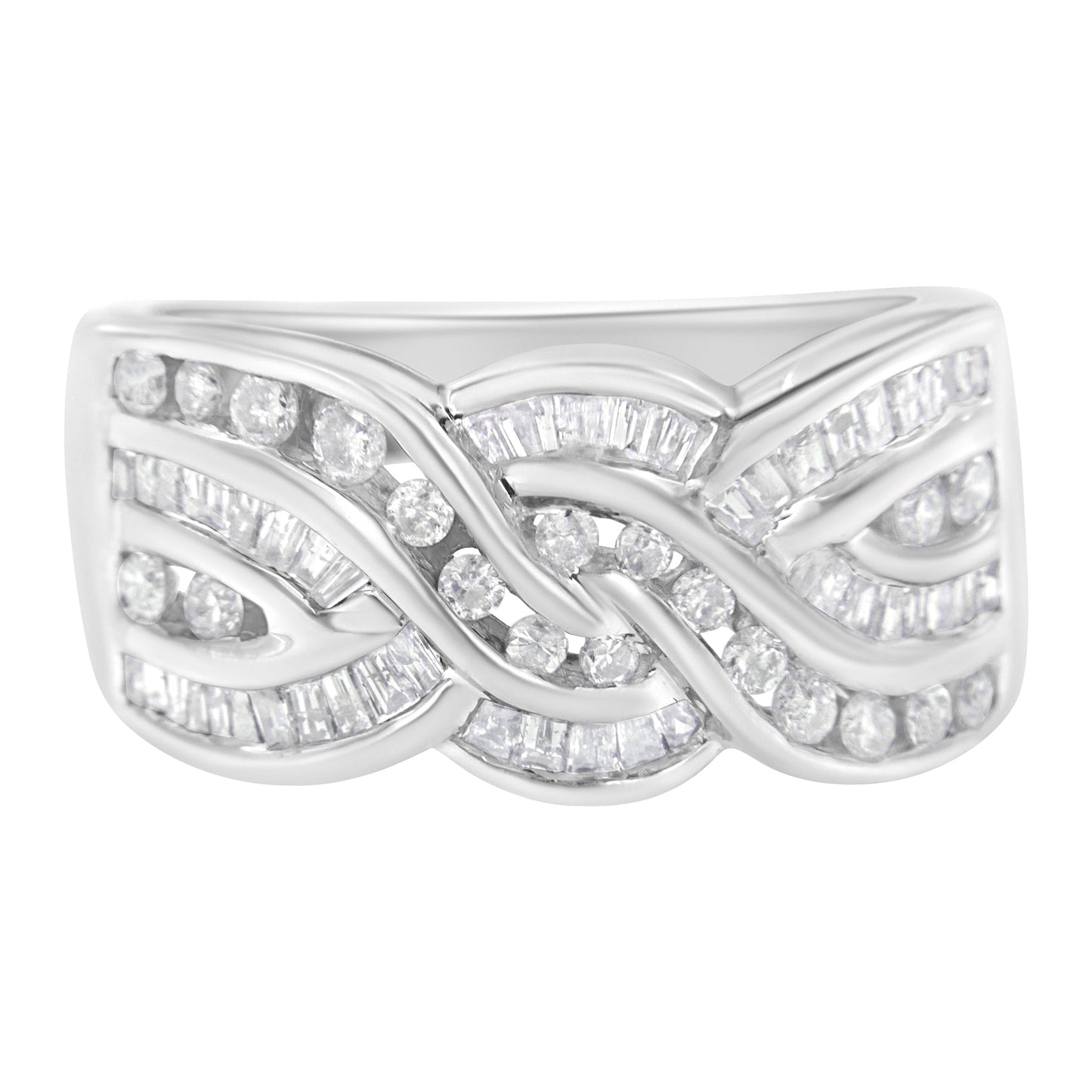 Anillo Bypass de Diamante en Oro Blanco de 10K - Talla 6-3/4