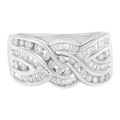 Bague Bypass en Diamant en Or Blanc 10K - Taille 6-3/4