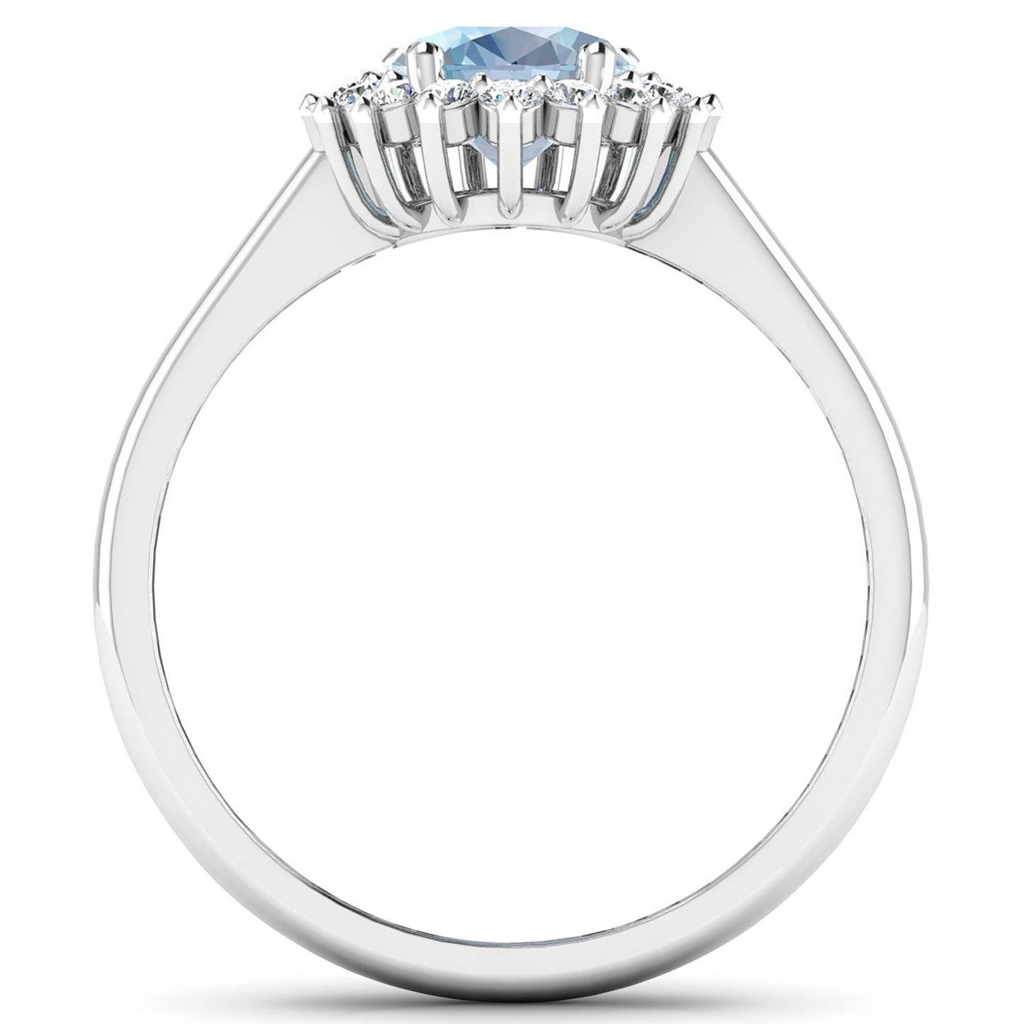 Bague de fiançailles en or blanc 14K avec aquamarine et diamants de 1,62 carat