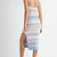 Vibrant Multi Color Striped Cutout Knit Midi Dress