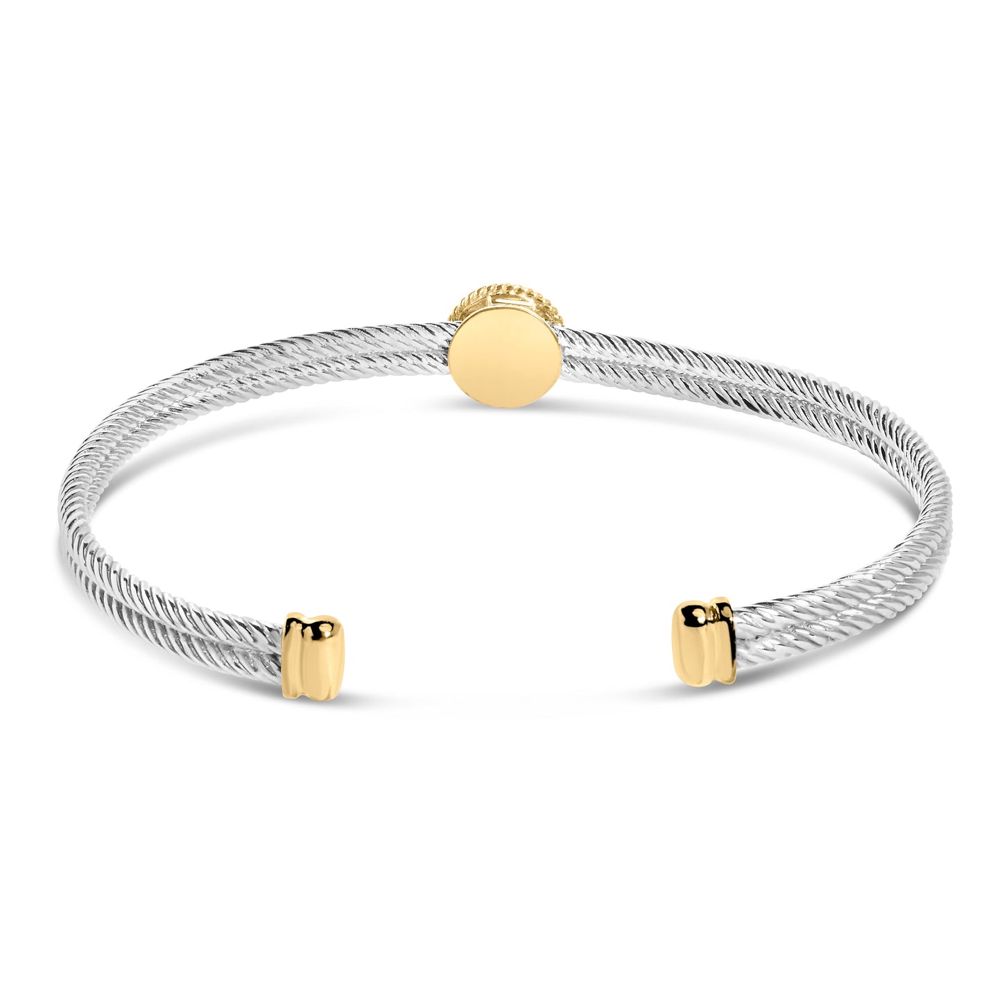 Bracelet jonc en argent sterling plaqué or 18K avec accents en diamant