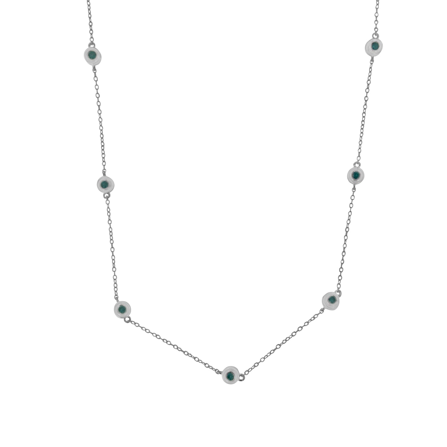 Collier en Argent Sterling avec Diamants Bleus