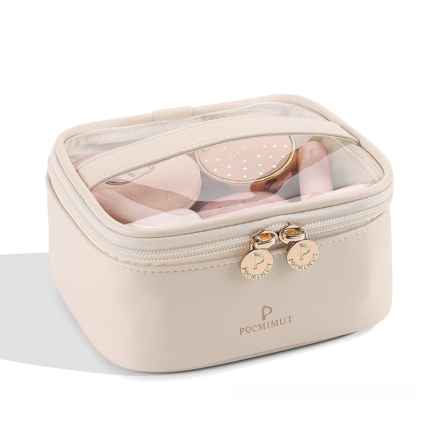 Premium Leather Transparent Cosmetic Bag for Travel