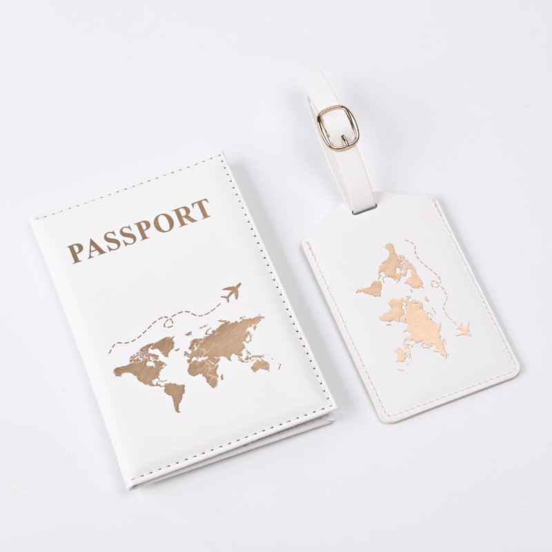 Cubierta de Pasaporte Elegante de PU con Dorado de Mapa